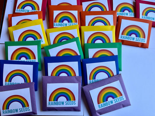 Rainbow Seed Packets - Skittles in homemade origami packet