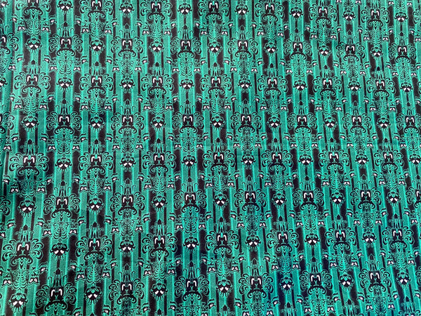 Haunted mansion small scale wallpaper green ghost host woven tumbler cut