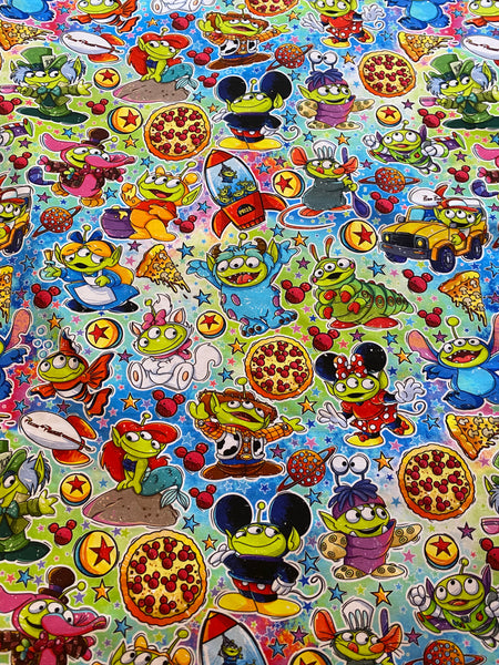 Undercover Alien Toy story aliens dressed as Disney characters small scale woven tumbler cut