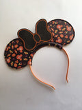 Mickey and Minnie halloween themed ears headband custom embroidered pumpkin mickey mouse ears head band