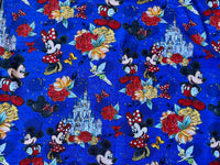 Mouse Upon a time Blue Mickey and Minnie floral castles cl tumbler cut